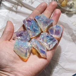 Electroplate Rainbow Opalite Crystal Raw Stone Healing Witchcraft Chakra Gemstone Opal Rough Stone Mineral Collection Decoration