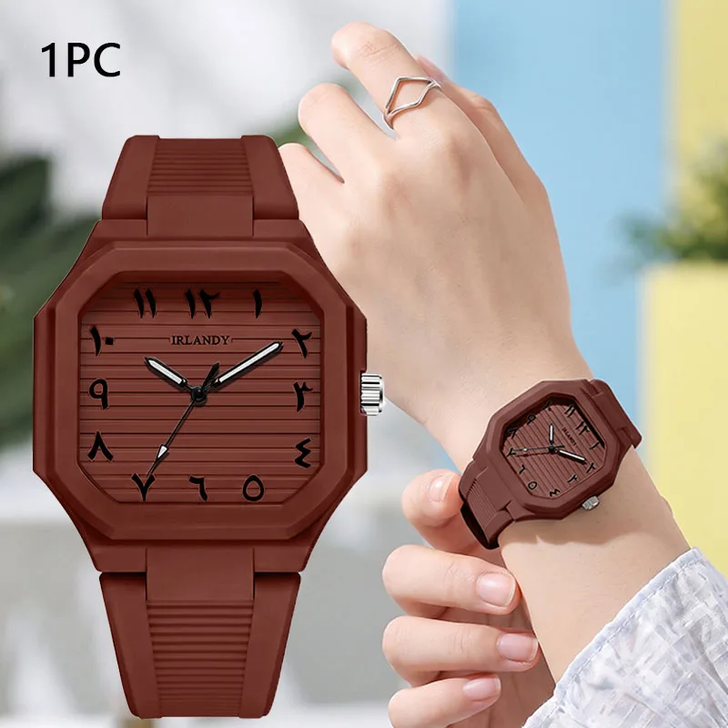 Fashion Square Women's Watch Casual Silicone Strap Quartz Watches Sports Wristwatch For Men Women Students（Without Box）