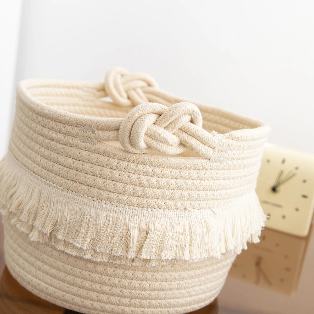 1PC Woven Storage Basket, Cotton Rope Laundry Basket With Handles, Decorative Storage Bin for Living Room,Nursery