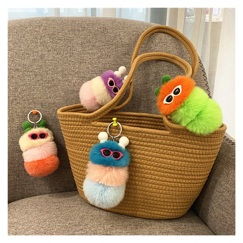 2023 Cartoon Plush Doll Bag Pendant Creative Car Key Chain Small Gift New Cute Caterpillar Key Chain