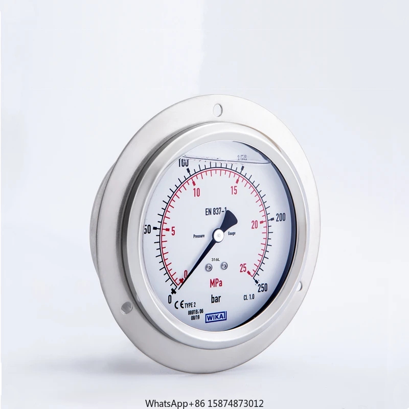 WIKA All Stainless Steel Bourdon Tube Pressure Gauge (Shockproof) 233.50.100 Axial Front Band Edge G1/2