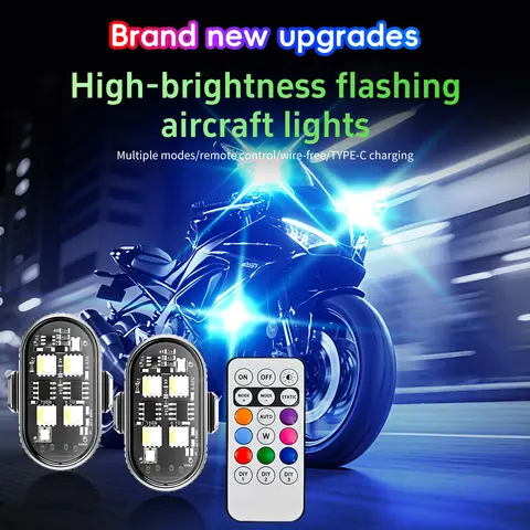 Lámpara decorativa de advertencia para motocicleta y coche, luz estroboscópica LED remota inalámbrica recargable por USB, 8 opciones de color, indicador de coche ava BuIb