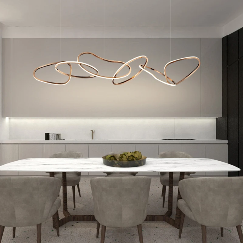 Modern Irregular Circle Pendant Lights Led Lustre Personality Hanging Lamp for Dining Room Kitchen Hotel Indoor Decor Fixture