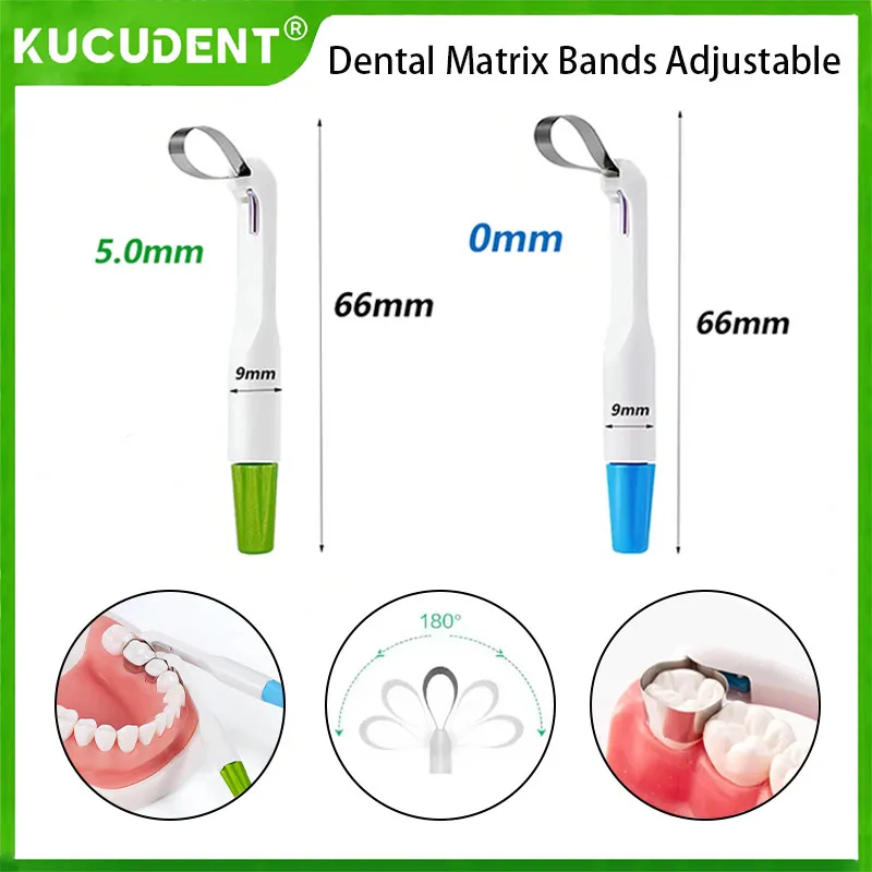 

Dental Matrix Band Matrice Adjustable Ring System Stainless Steel Curved Pre Formed 4.5/6mm Anterior Posterior Dentist Material