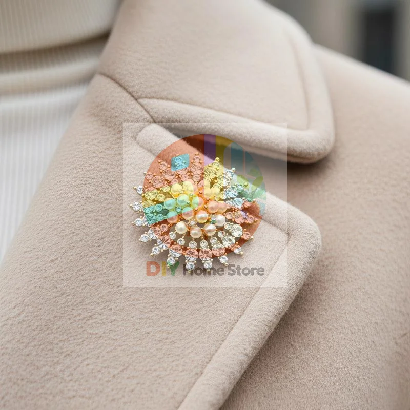 Sparkling Rhinestone Pearl Brooch Minimalist Snowflake Design Light Weight Pin for Wedding Party Office Formal Wear Gift for Mo