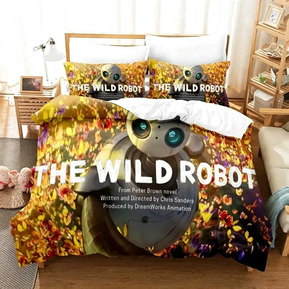 3D Print The Wild Robot Cartoon Bedding Set Single Twin Full Queen King Size Bed Set Adult Kid Bedroom Duvetcover Sets