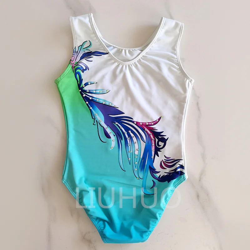 Manufacturers Custom Artistic Gymnastics Leotard White Color Gymnastics Suit Swimsuit Children Summer Competitive costum