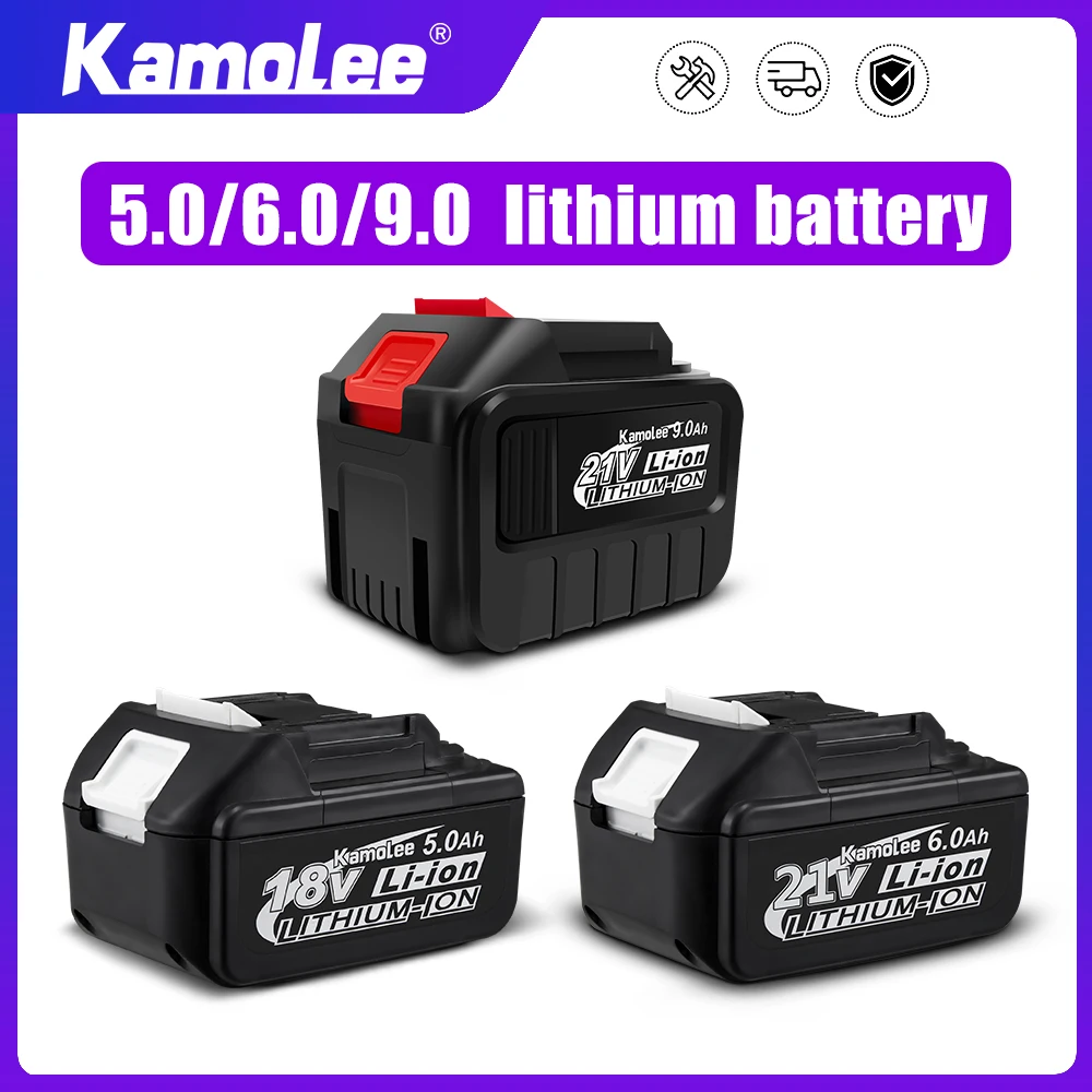 Kamolee 5000mAh-9000mAh lithium-ion battery 18V-21V wrench drill battery power tool matching battery