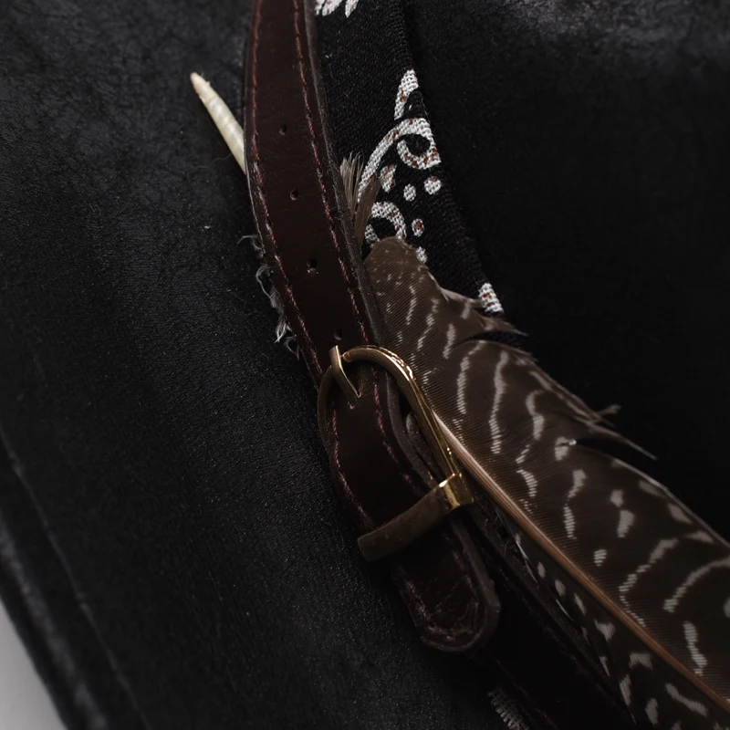 Vintage Kunstleder Western Cowboy Hut für Männer handgemachte Gentleman Jazz Hüte Panama Cowgirl Hut Sombrero Hombre – Detail 7