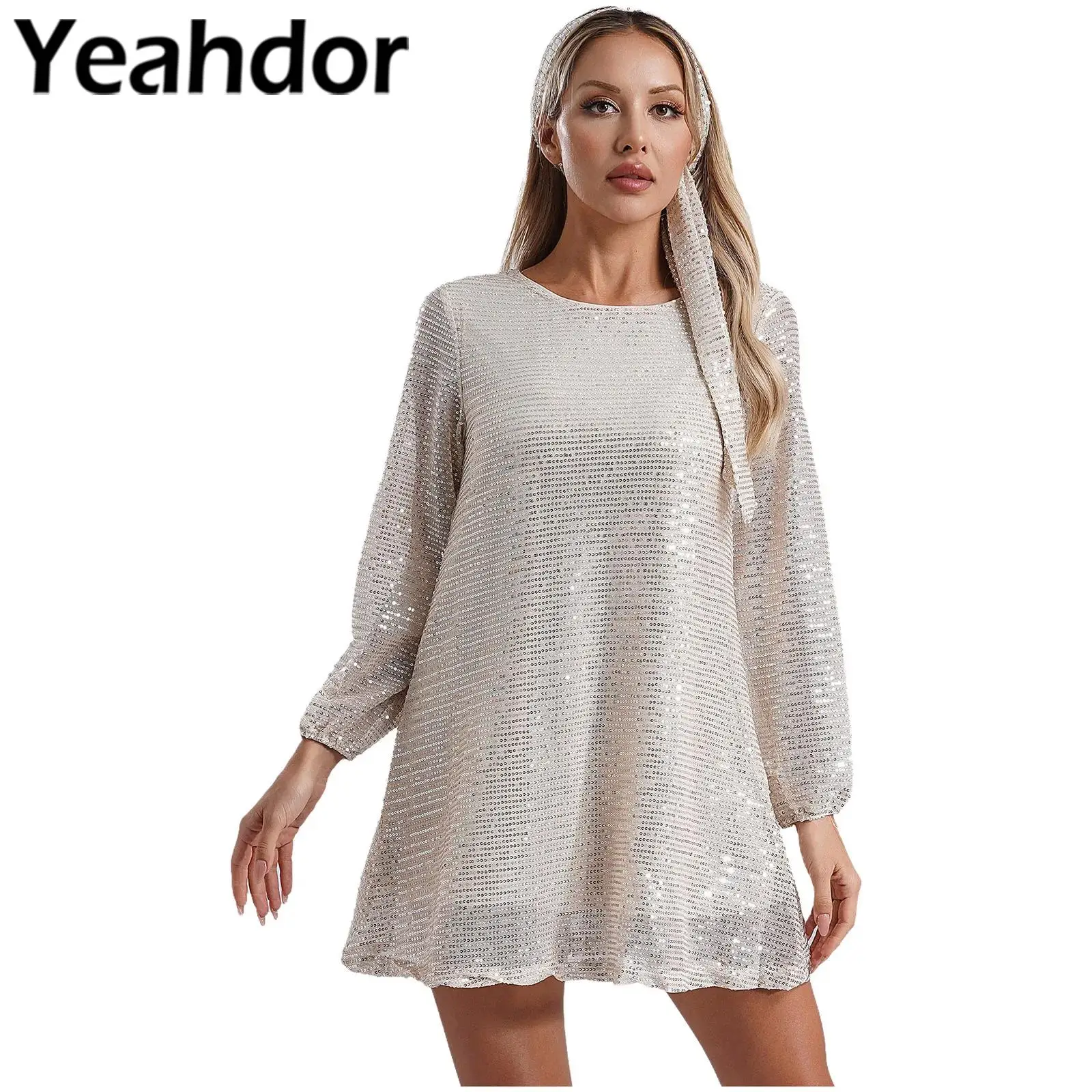 Mini Robe de Cocktails à Paillettes pour Femme, Wlwear, Discothèque, Rave Wlbing, Noël, Nouvel An, Club Party, Robe de Bal