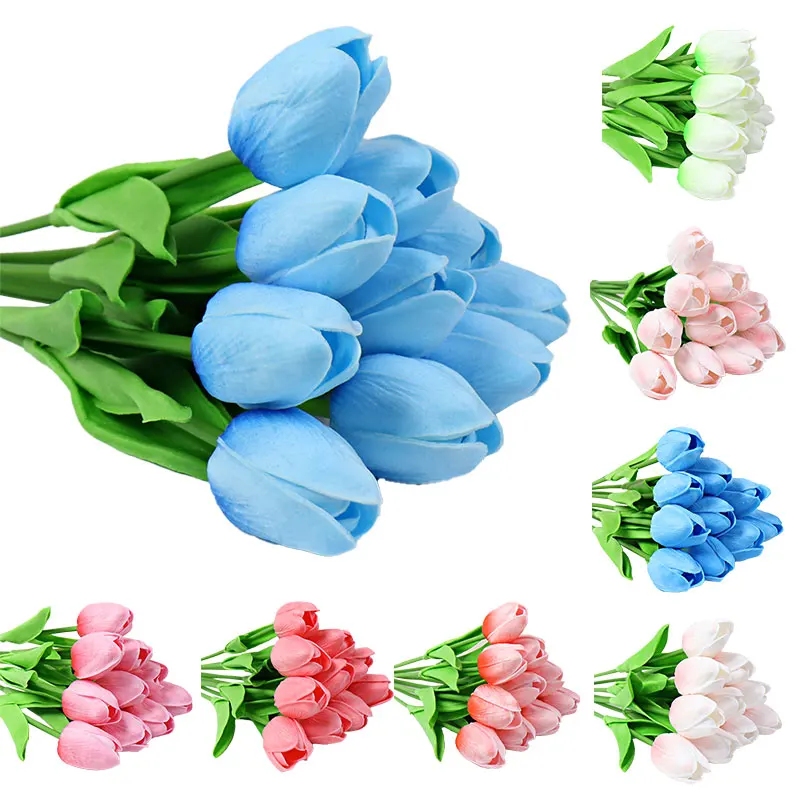 10 Tulips Artificial Flowers Ddecorations Wedding Bouquet Furniture Decoration Props Simulation Plants Party Decoration Gift