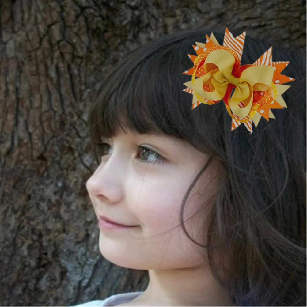 

Large Hairclips Bowknot Pattern Durable Hair Accessories Thanksgiving Day Costume Party Decoration 009-02