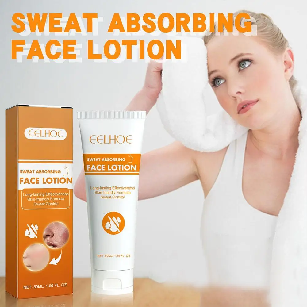 Crema antitranspirante para la cara, limpiador de olores, Control de aceite de secado de la piel, refrescante, mantiene el maquillaje, loción duradera antitranspirante para el sudor, 50ml