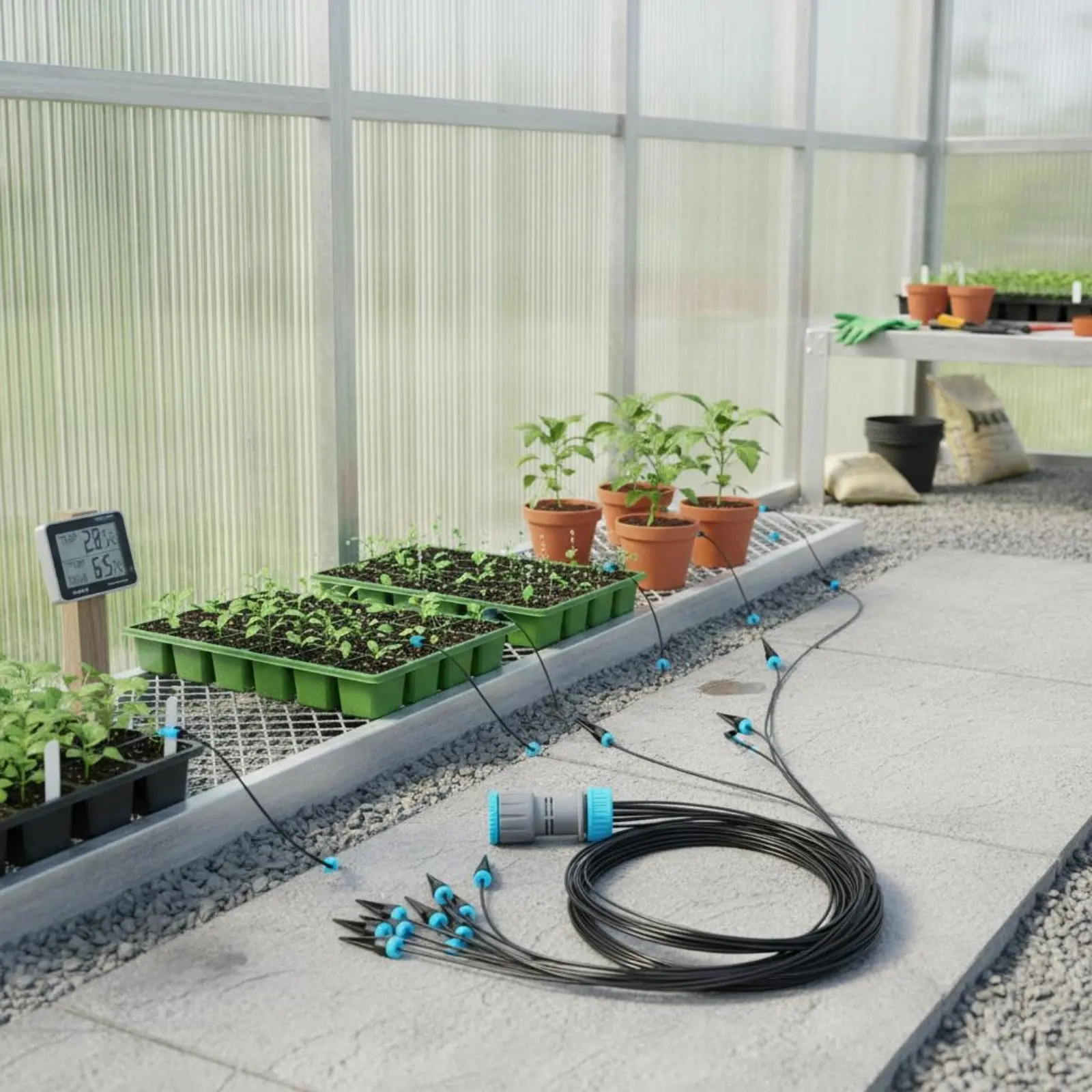 

10-Head Trickle Irrigation Kit Water Saving Faucet Connect Trickle System Garden Watering Dripper Set Easy Installation