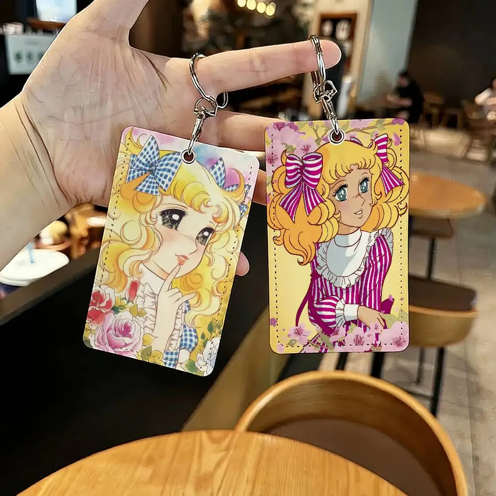 Cartoon Candy Candy Cute Girl Card Holder Keychain Key Ring Door Lock Access Protective Case For Security Gift