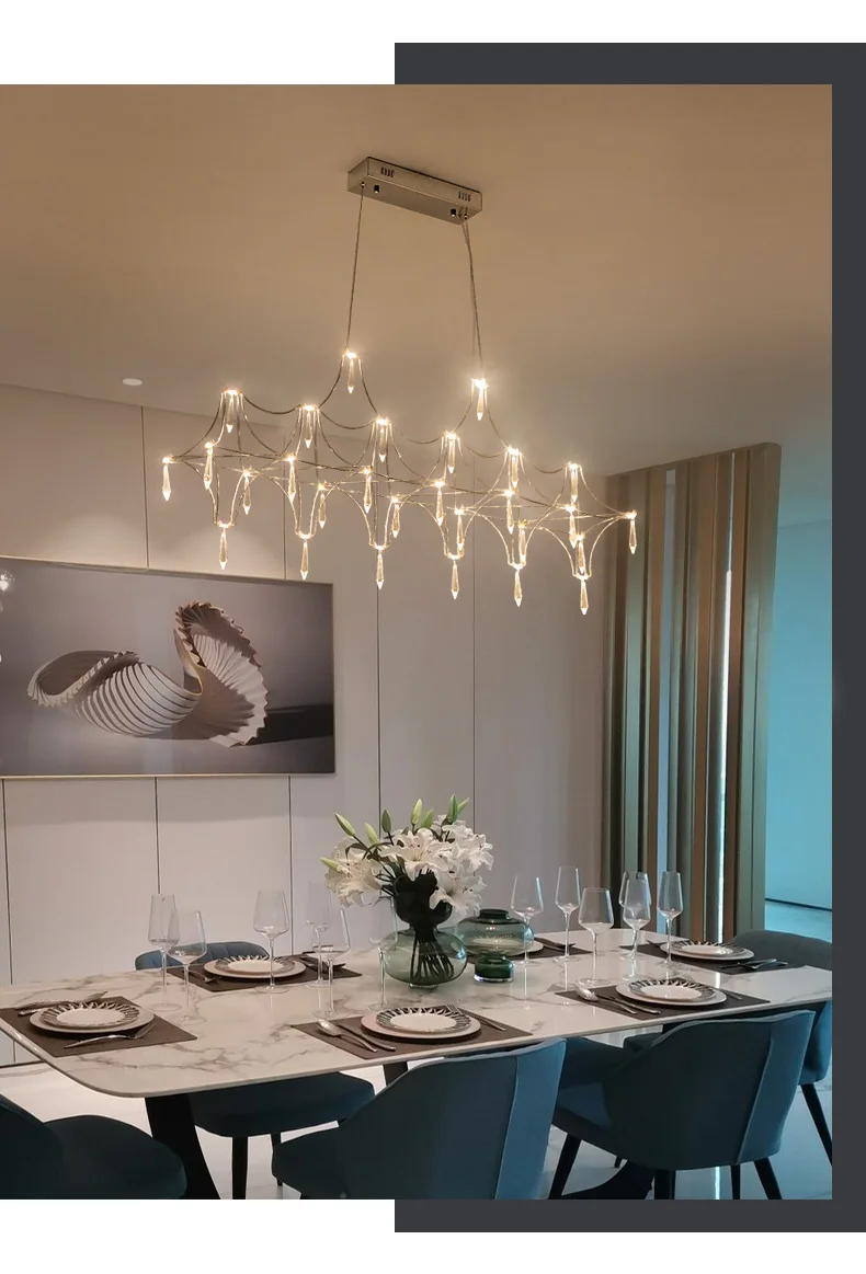 Restaurant Strip Chandelier Postmodern Light Luxury Lobby Front Desk Lamp Designer Minimalist Bar Dining Table Crystal LED Lamp
