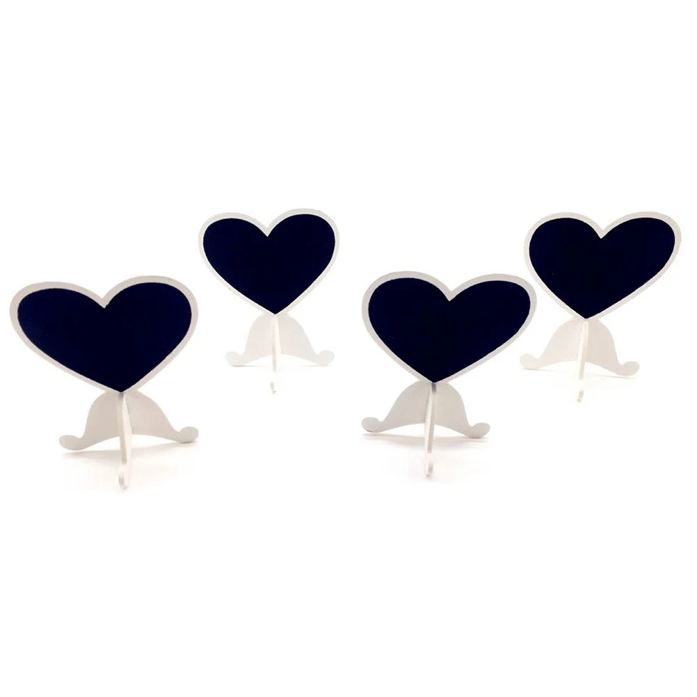 

12pcs Mini Heart Chalkboard Stands Natural Wood Base For Wedding Table Numbers Party Place Cards Labeling Signs Display Memo