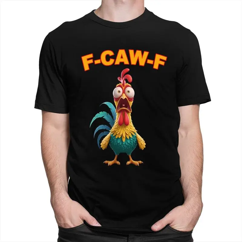 F Caw F Funny Clucking Rooster Meme T Shirts 100% Cotton Tee Tops Summer O Neck Tshirts Fashion Short Sleeve Clothes For Men