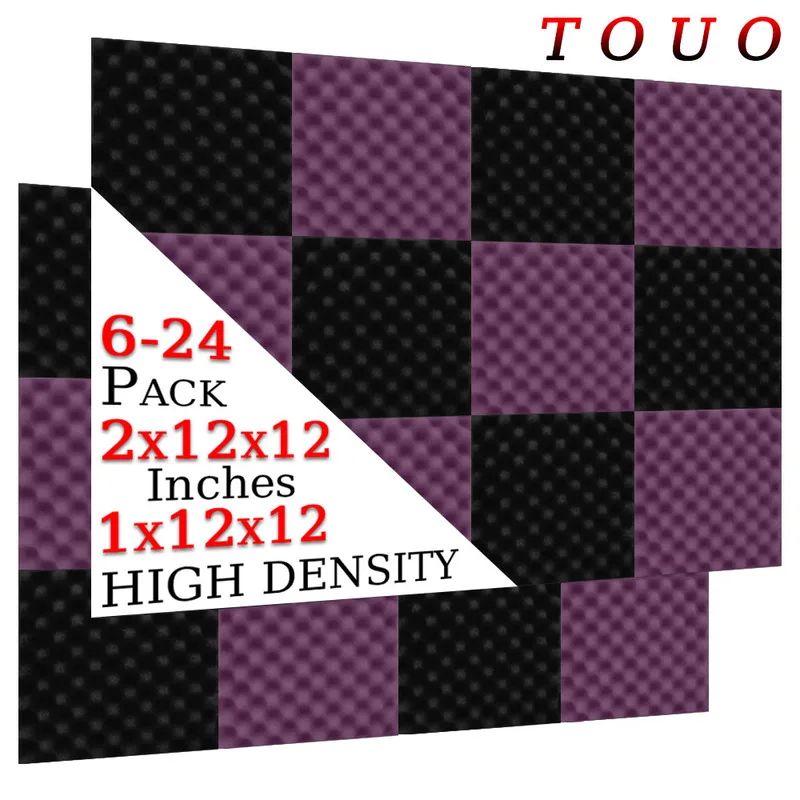 

TOUO 6/12/24 Pcs High Density Sound Foam Egg Cotton Acoustic Foam Studio Wall Soundproofing Acoustic Treatment Home Decoration