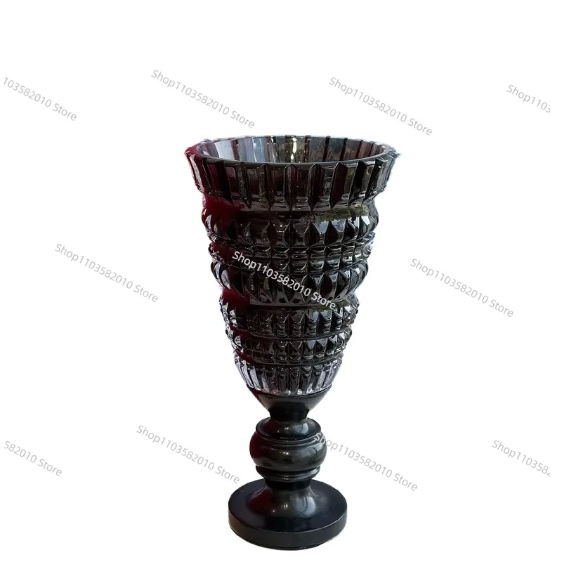 

France Luxury Crystal Glass Vase Black Elegant Shining Bottle Pattern Home Decor Tabletop Party Occasions