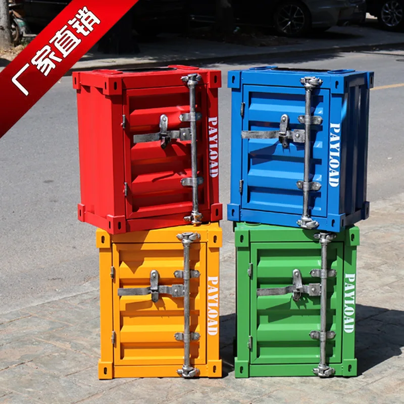 Retro American Wrought Iron Storage Cabinet Trash Can Entrance Shoe Cabinet Hairdresser Container for Home Organization