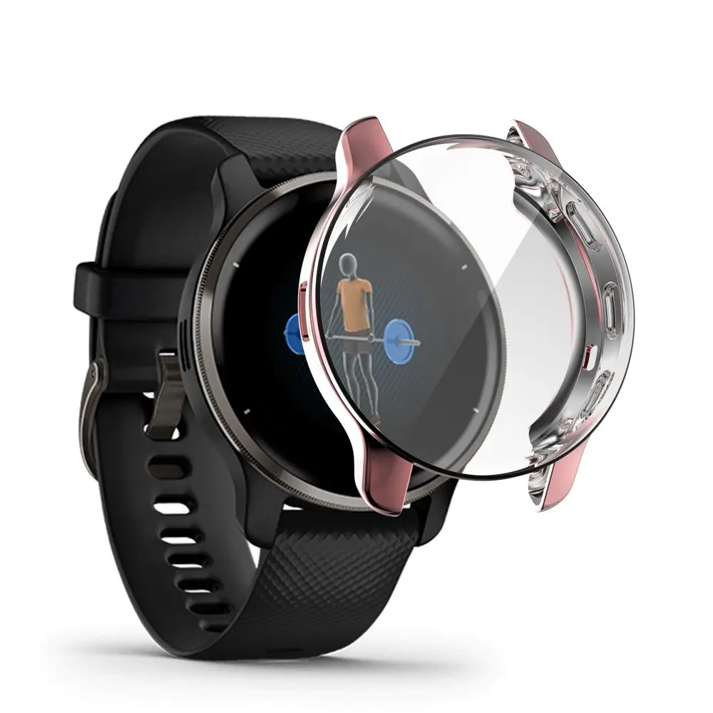 غطاء حماية ناعم للساعة الذكية مصنوع من مادة TPU وواقي شاشة واقٍ لهاتف Garmin Venu 2 Plus