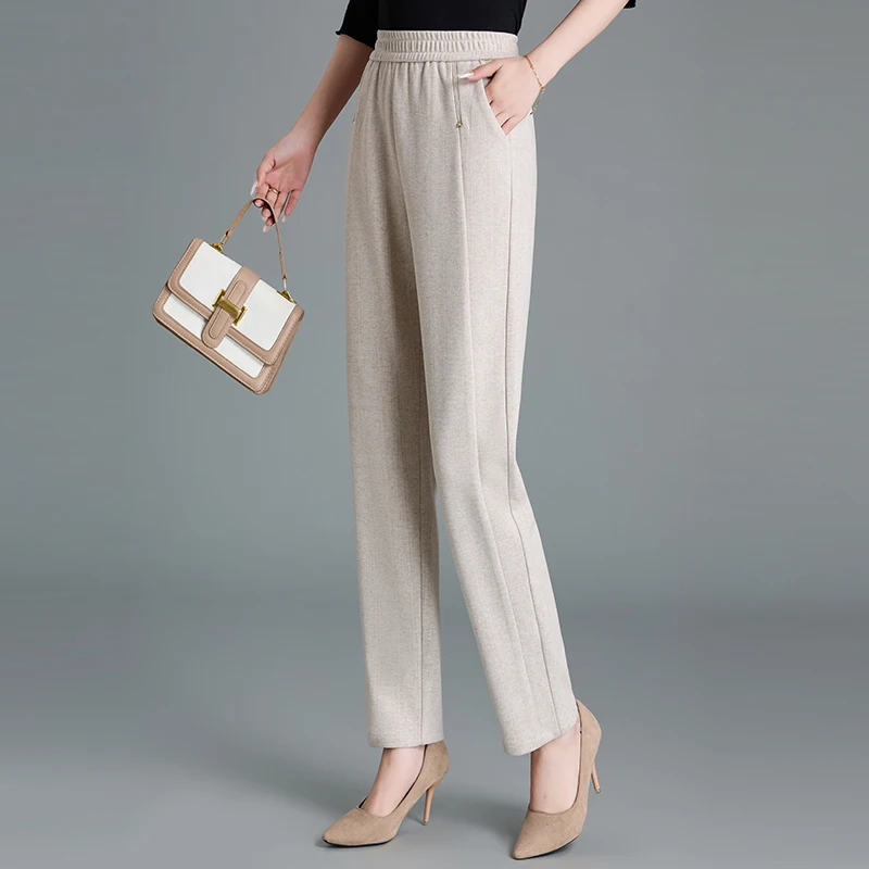 

Новые женские брюки 2024 года: весенне-осенние, свободные, с эластичным поясом, повседневные, прямые, модные, для женщин среднего и старшего возраста