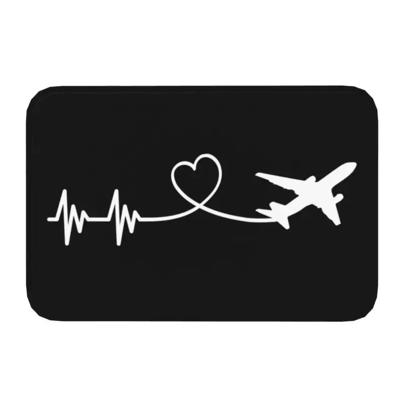 

Airplane Pilot Heartbeat Door Floor Kitchen Bath Mat Indoor Aviation Aviator Gift Doormat Garden Entrance Rug Carpet Footpad