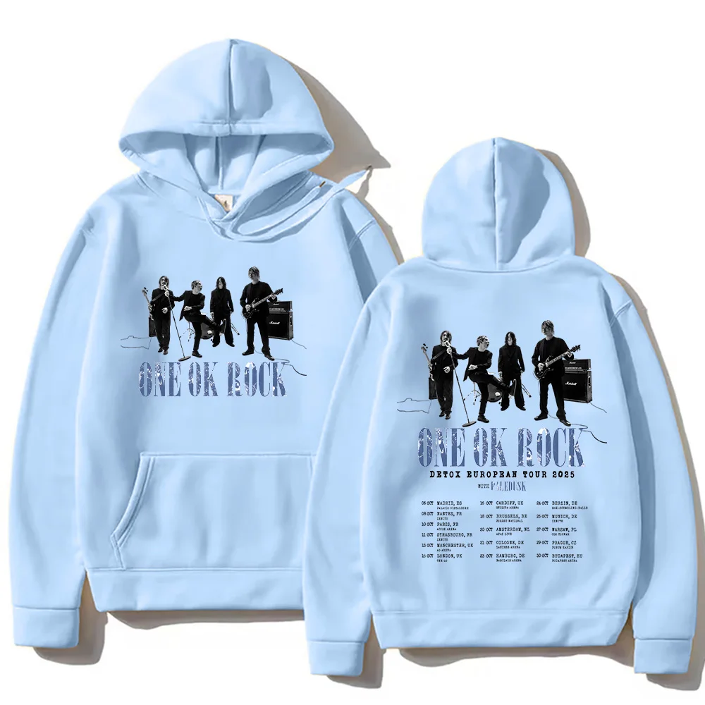 One Ok Rock Band Hip Hop Band هوديس ONE OK ROCK Detox Europban Tour بلوزات الخريف الرجال النساء الجانبين Funko Pop ملابس الشارع