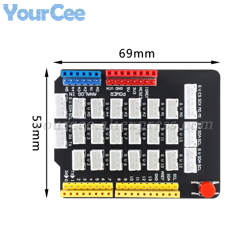 Sensor Shield Adapter Plate Expansion Board Module For Arduino UNO R3 with Reset Button IIC I2C UART PH2.0 Port  DIY Electronic