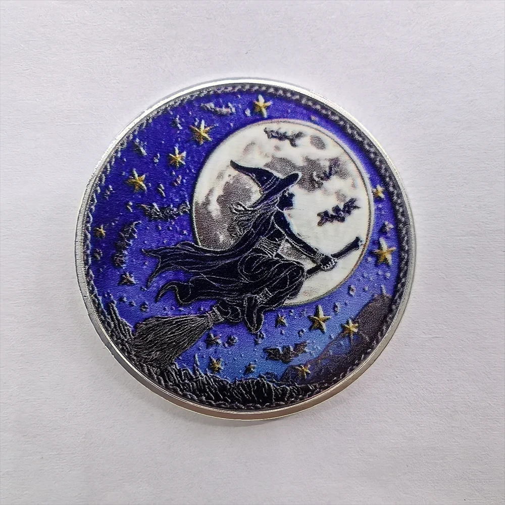 Halloween Collectible Coins Haunted House Pattern Silver Plated  Coin Ghost Pumpkin Gift for Home Decor Party Favor Collection