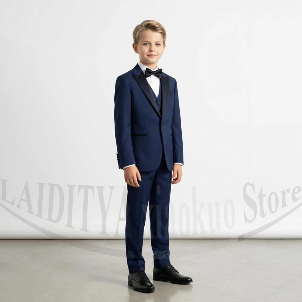 Boys Suit Set Fashion Peak Lapel One Button Kids Tuxedo for Wedding Party Prom Pageant Graduation 3 Piece Jacket Vest Pants