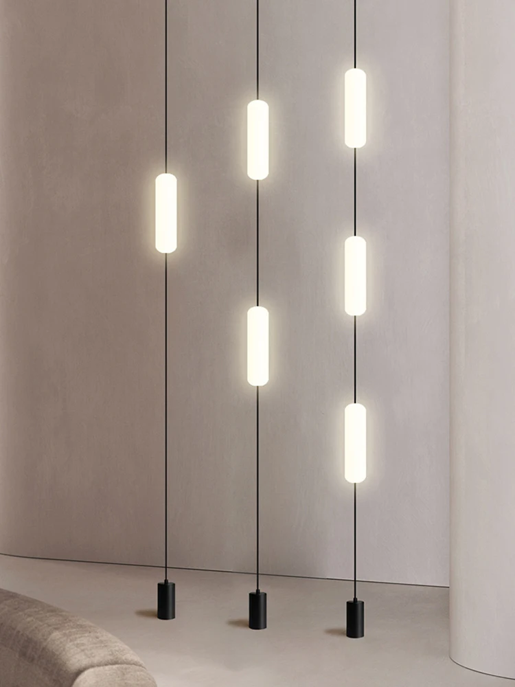 Moderne woonkamer slaapkamer LED-vloerlampen acryl schansen zwart lang hoog plafond vloerlamp voor hotel restaurant binnendecoratie - afbeelding 2