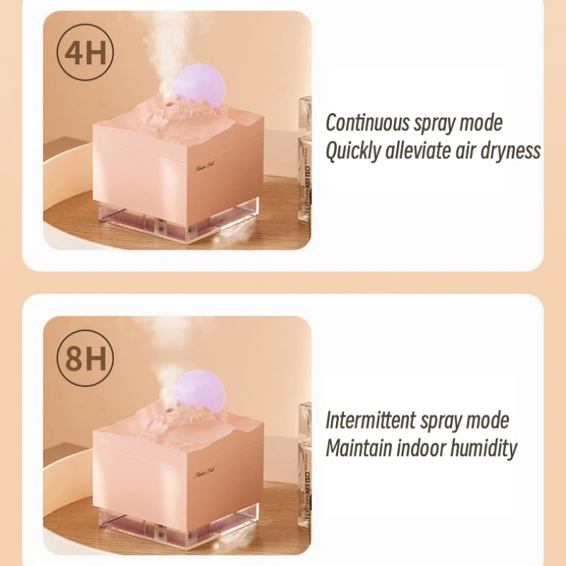 300ml Moon Air Humidifier Household Desktop Small Water Supplement Mist Sprayer For Bedroom Plants Humificador with Color Light