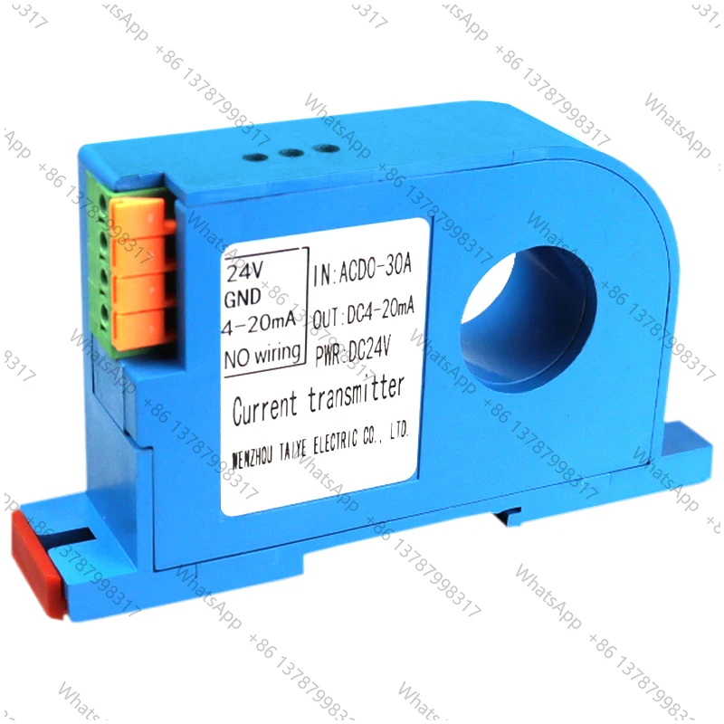 Current Sensor Transmitter Output Input 0-10V 4-20mA Output Transducer Converter DC24V Power 22mm