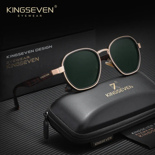 Marca KINGSEVEN, gafas de sol Retro a la moda para hombre, gafas polarizadas UV400 de lujo para mujer, gafas de viaje con montura redonda para hombre