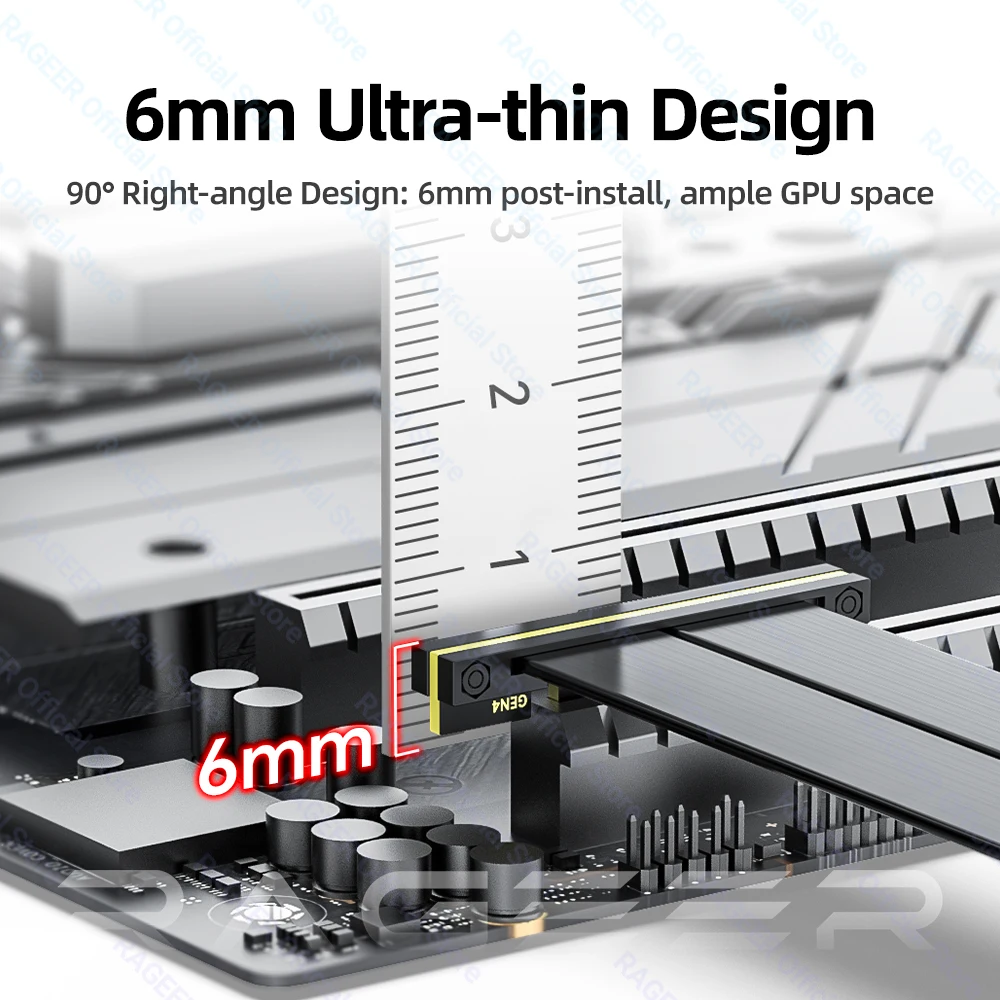 RAGEER PCIe 4.0 3.0 X1 Riser Cable PCI-Express X1 Extension Cable Dual 90 Degree Right Angle High speed for Network/Capture Card