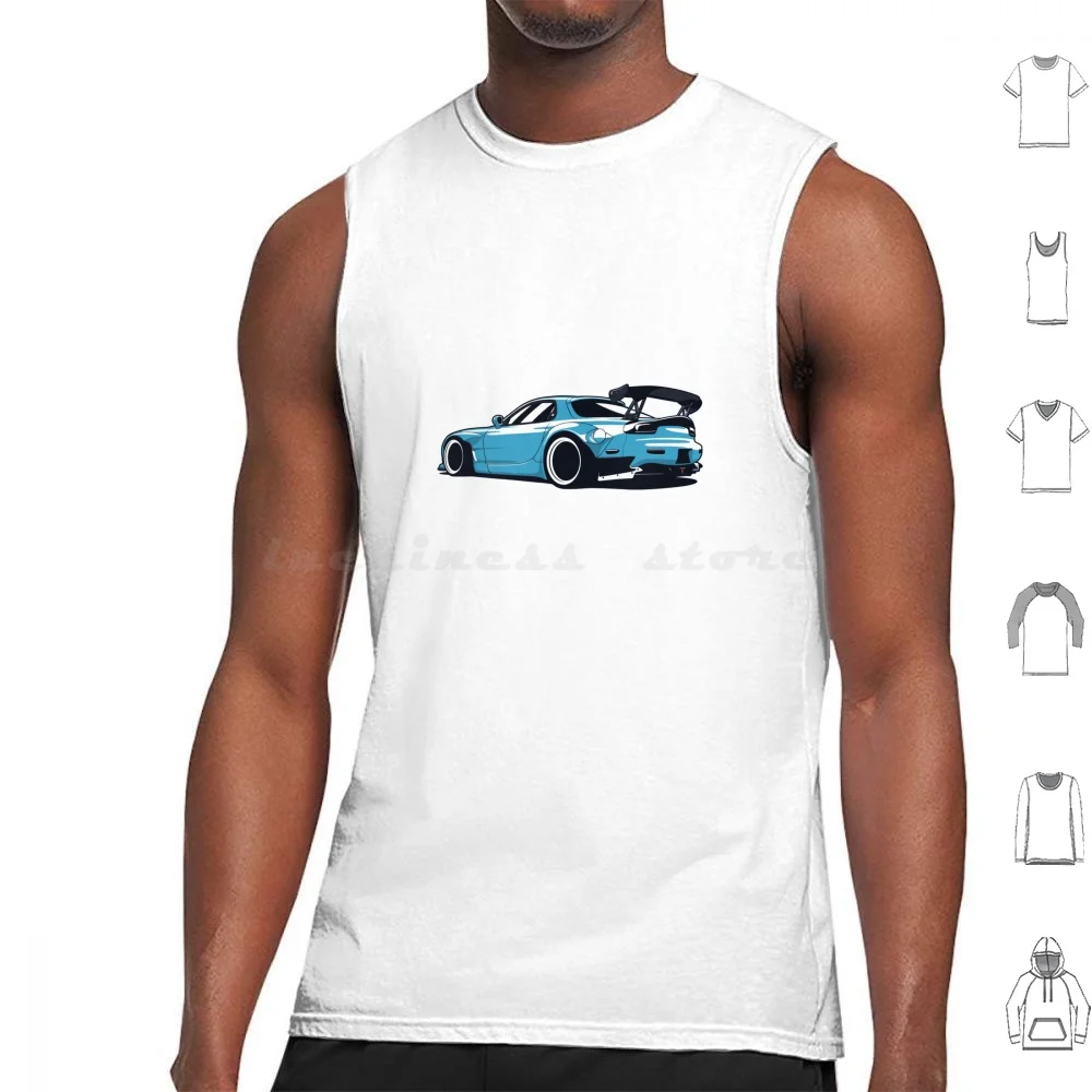 Blue Rx7 Widebody Tank Tops Vest Sleeveless Car Auto Automotive Automobile Machine Engine Motorsport Drive Jdm Japan Japanese