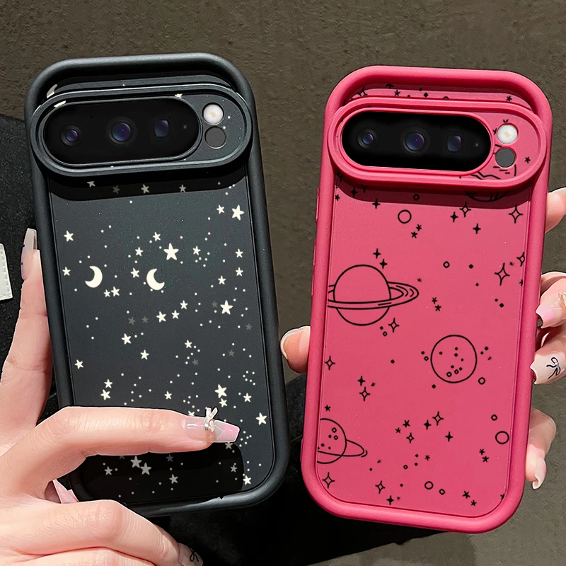 Shining Star Moon Pattern Phone Case For Google Pixel 10 9 8 7 Pro Pixel 9 10 Pro XL 7A 8A 9A Shockproof Soft TPU Silicone Cover