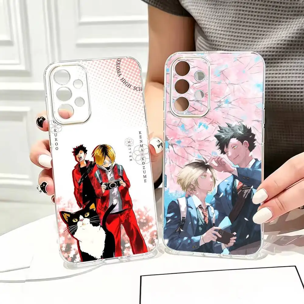 KuroKen CP Anime Volleyball H-Haikyuu  Painted Phone Case Transparent TPU For Samsung S22,23,24,25,21,10,9,Ultra,Plus