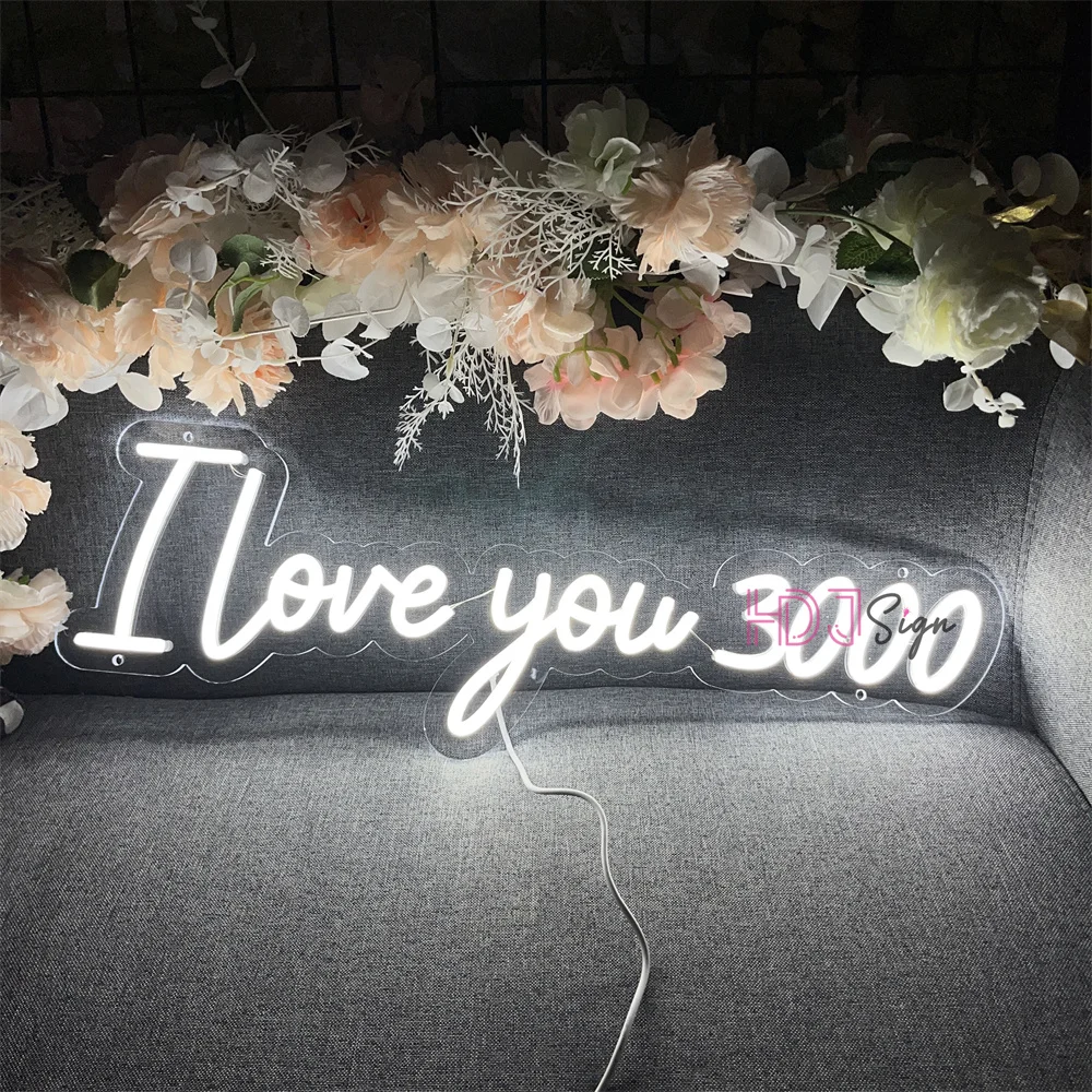 I Love You 3000 Neon Led Sign Wedding Decorations LED Neon Lights Sign USB For Home Bedroom Night Lights Room Wall Decor