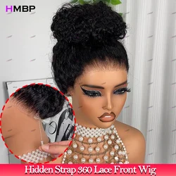 450 Density Invisible Drawstring Cap 360 Full Lace Frontal Wigs Glueless Human Hair Wigs 40in Kinky Curly Brazilian Virgin Hai