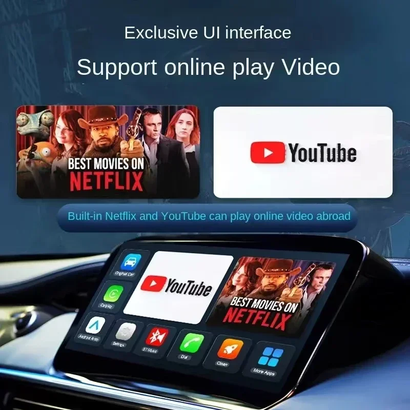 2024ใหม่ CarPlay TV Ai BOX Android13กล่องทีวีรองรับ Netflix YouTube อะแดปเตอร์สำหรับ CarPlay แบบไร้สายของ Android