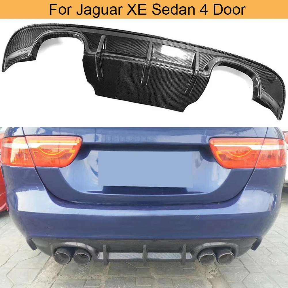 Carbon Fiber Car Rear Bumper Diffuser Lip for Jaguar XE Sedan 4 Door 2015-2017 Car Rear Bumper Diffuser Lip Spoiler Flaps FRP