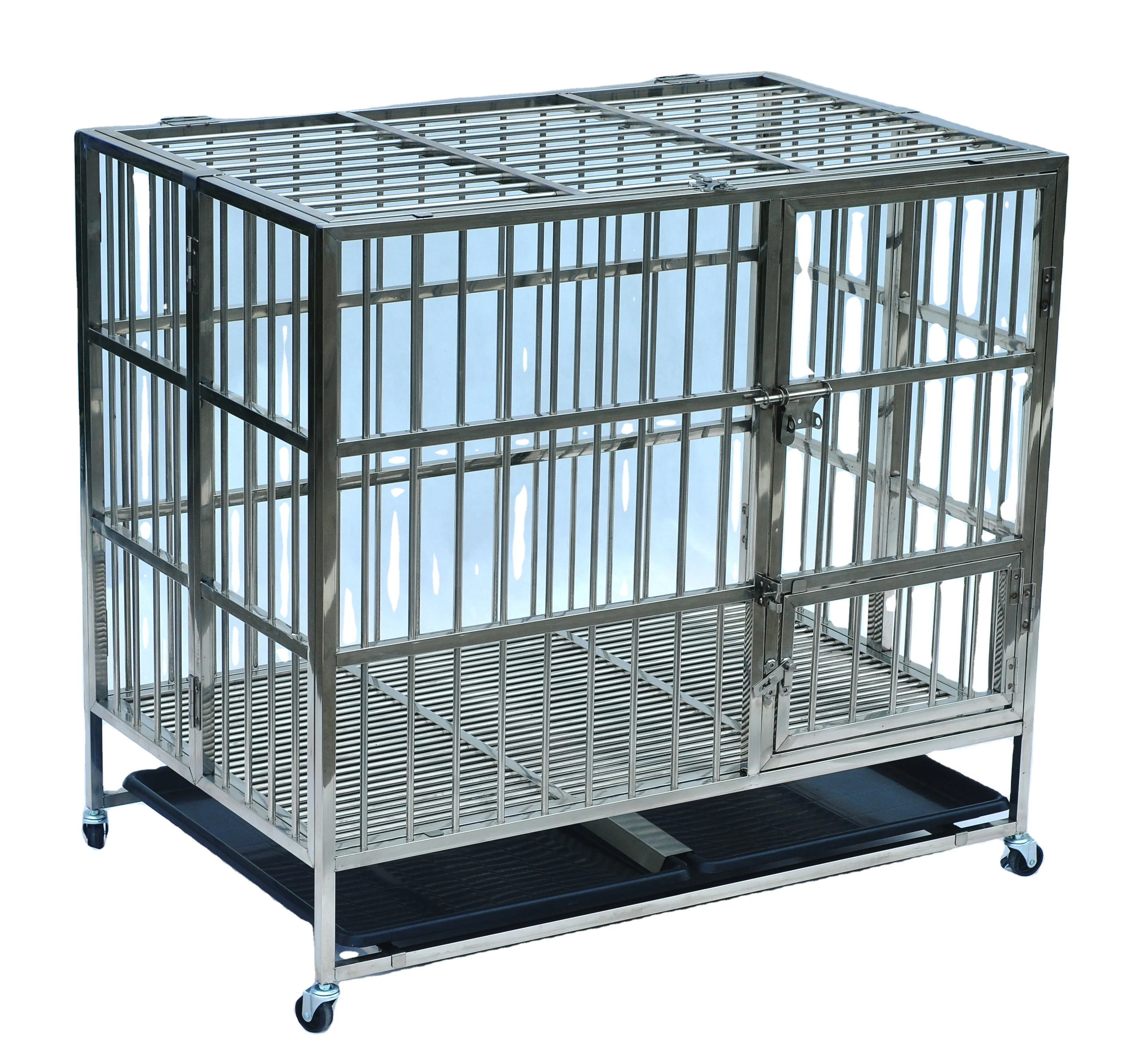 

Metal Cage Dog Kennel Stainless Large Pet Carrier Large Heavy Duty Stainless Steel for Sale Folding Wooden Case Animal Button