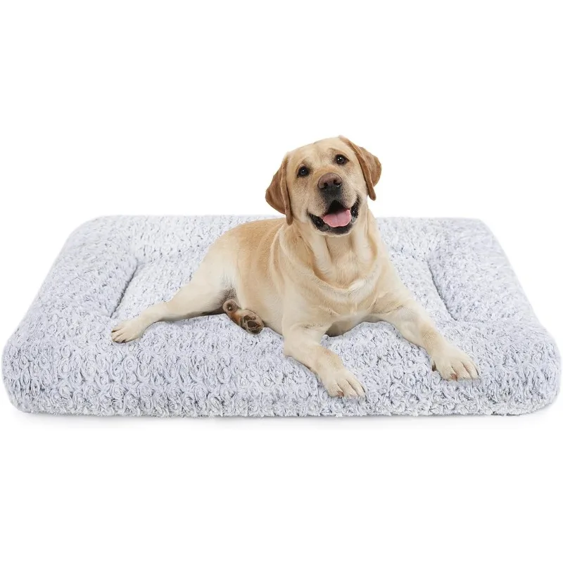 Dog Beds Crate Pad for Medium, Large Dogs, Deluxe Rose Plush Cat Sleeping Mats, Fits Crate Kennel Cage