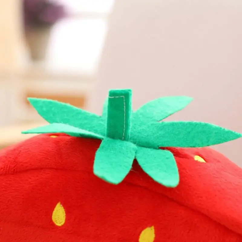 Strawberry Headband Plush Hat Outdoors Cartoon Fruit Earflap Halloween Cosplay Party Photo Props Accessory