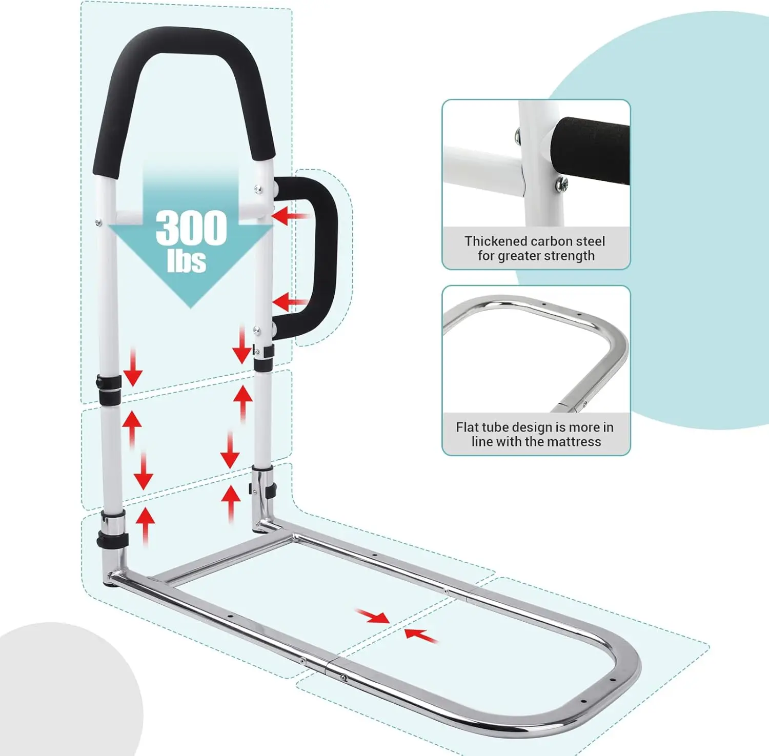 

Поручни для пожилых людей, поручни для поддержки кровати с двойными поручнями для предотвращения падения, боковые поручни для пожилых людей,