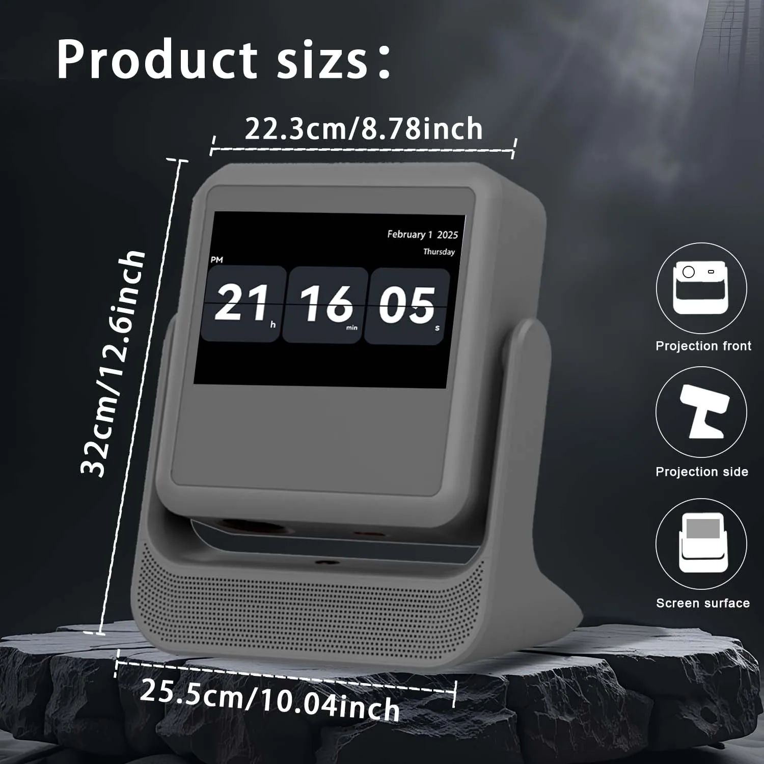 Projector 4K 1080P, 8" Touch Display, Wireless Bluetooth, Dual Screen HDMI USB, Home Cinema Karaoke