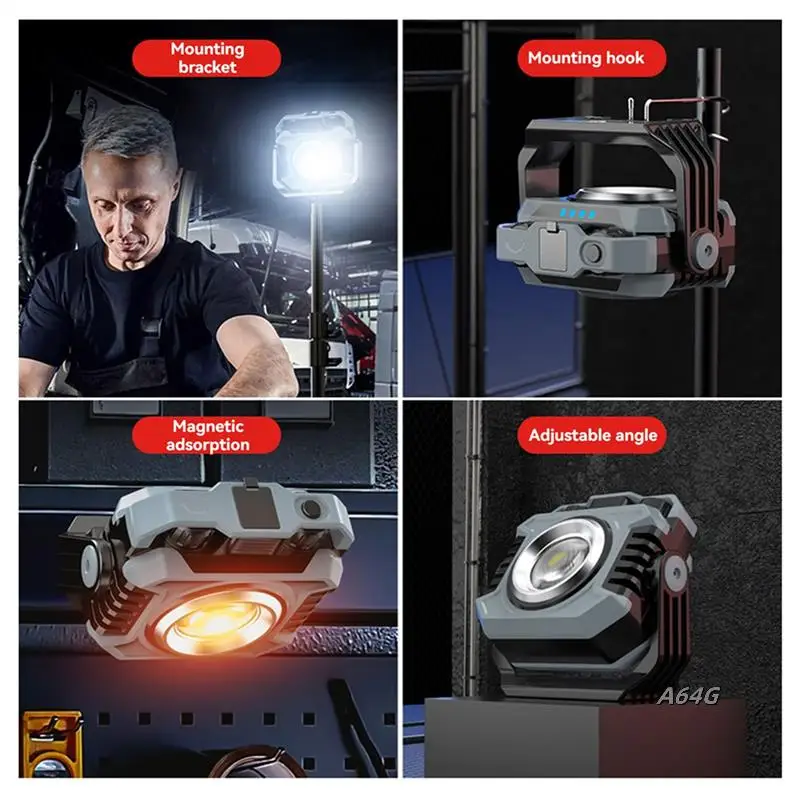 

2X Portable LED Camping Tent Light Rechargeable Searchlight Outdoor Emergency Lighting Waterproof Hanging Night Lamp
